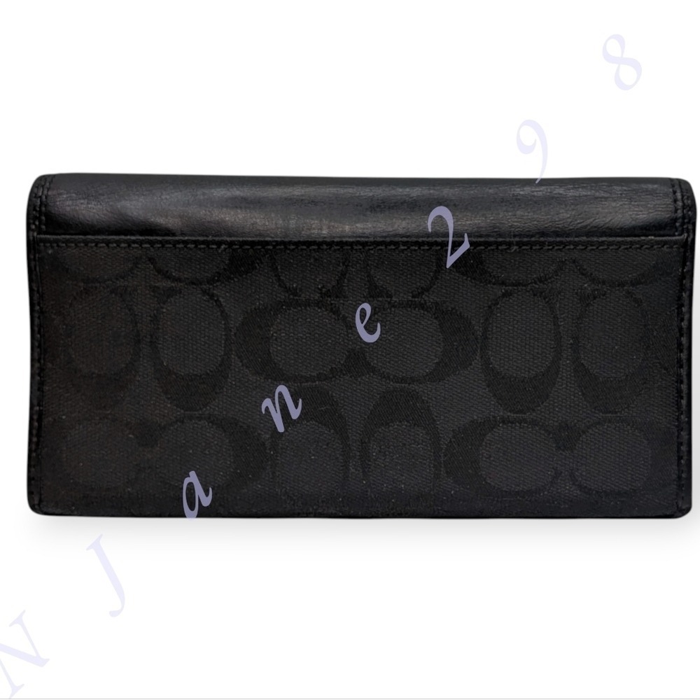 Vintage Coach Bleeker Black Signature Jacquard Canvas & Leather Buckle Wallet - Picture 2 of 15